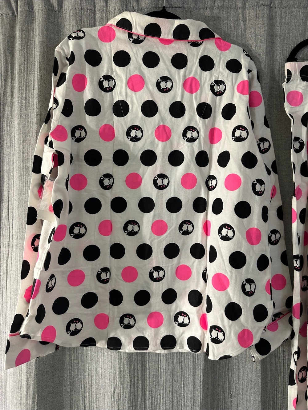 Sonoma White Pajama Set with Pink and Black Polka Dots - Picture 5 of 9
